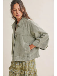 Mineral Washed Utility Jacket - oct