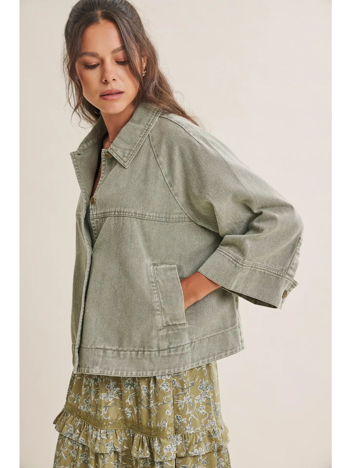 Mineral Washed Utility Jacket - oct