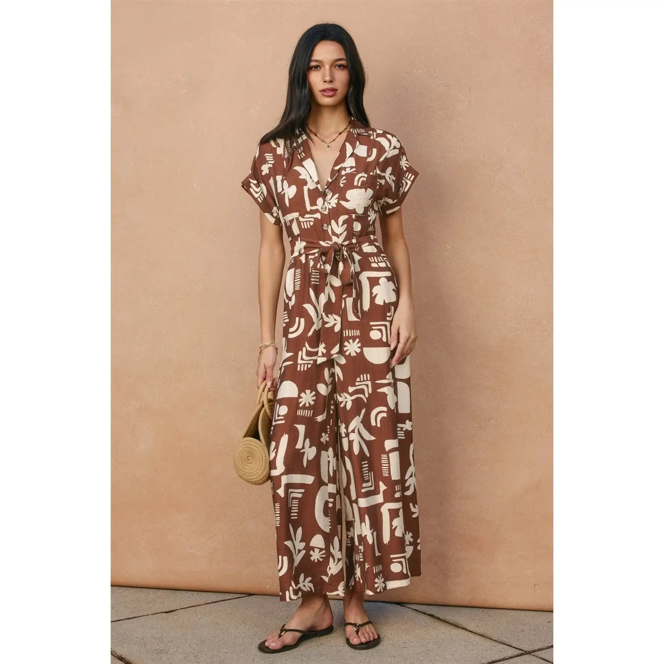 Sun and Clay Collared Jumpsuit