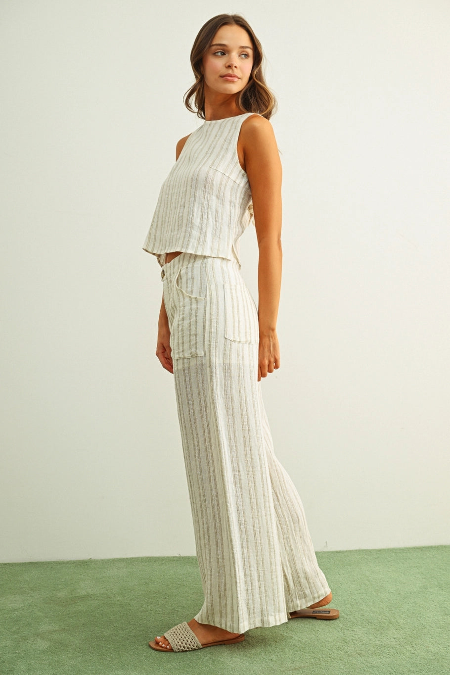 Chasity Linen Tie Back Top