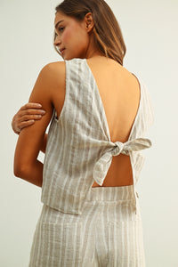 Chasity Linen Tie Back Top