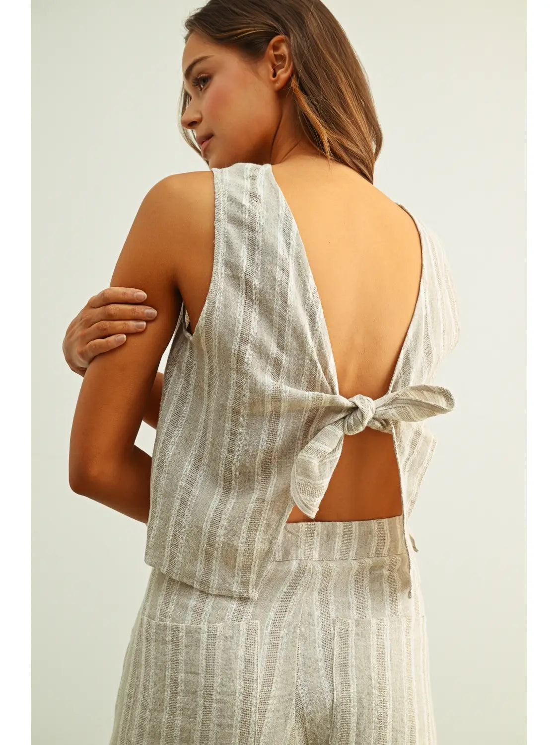 Jaquard Linen Open back Top