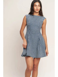 Striped Denim Mini Dress