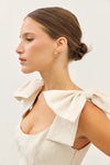 Textured Cream Bow Dress