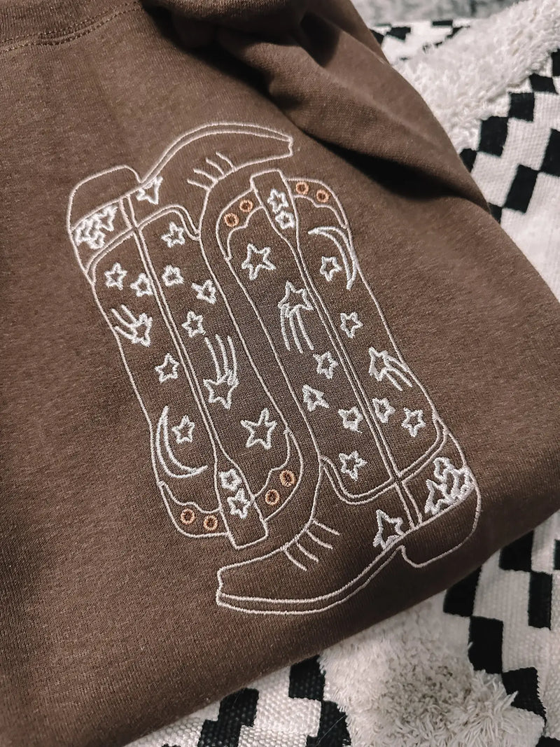 Embroidered Cowboy Boots sweatshirt