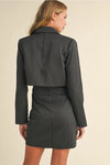 Pinstripe Strapless Dress With Blazer