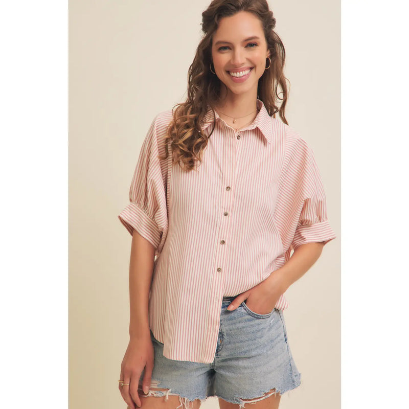 Vickie Pink Stripe Top