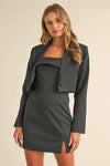 Pinstripe Strapless Dress With Blazer
