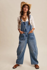 Wide Leg Denim Overalls