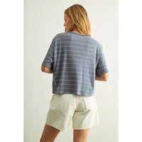 Blanca Blue Stripe Linen Top