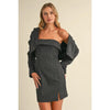 Pinstripe Strapless Dress With Blazer