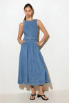 Washed Denim Midi Dress