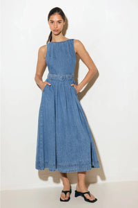 Washed Denim Midi Dress