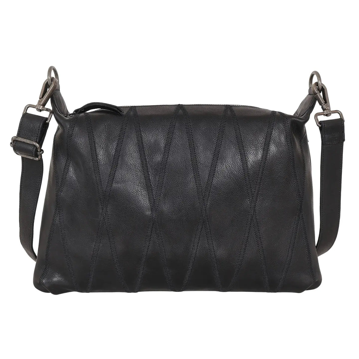 Avery Diamond Leather Crossbody - BLK