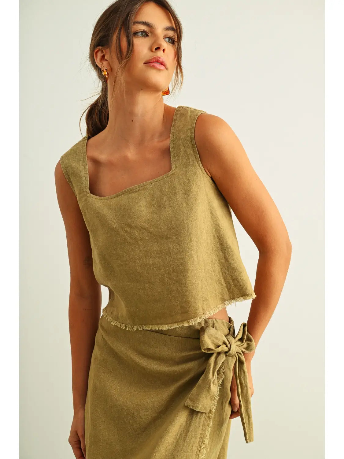 Square Neck Raw Hem top