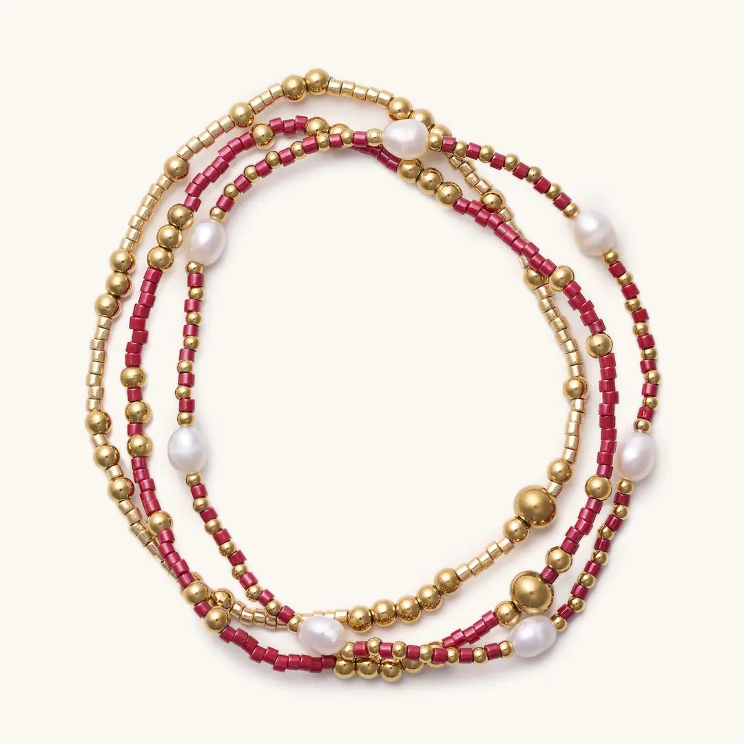 Nikki Smith - Ruby and Pearl Bracelet Set