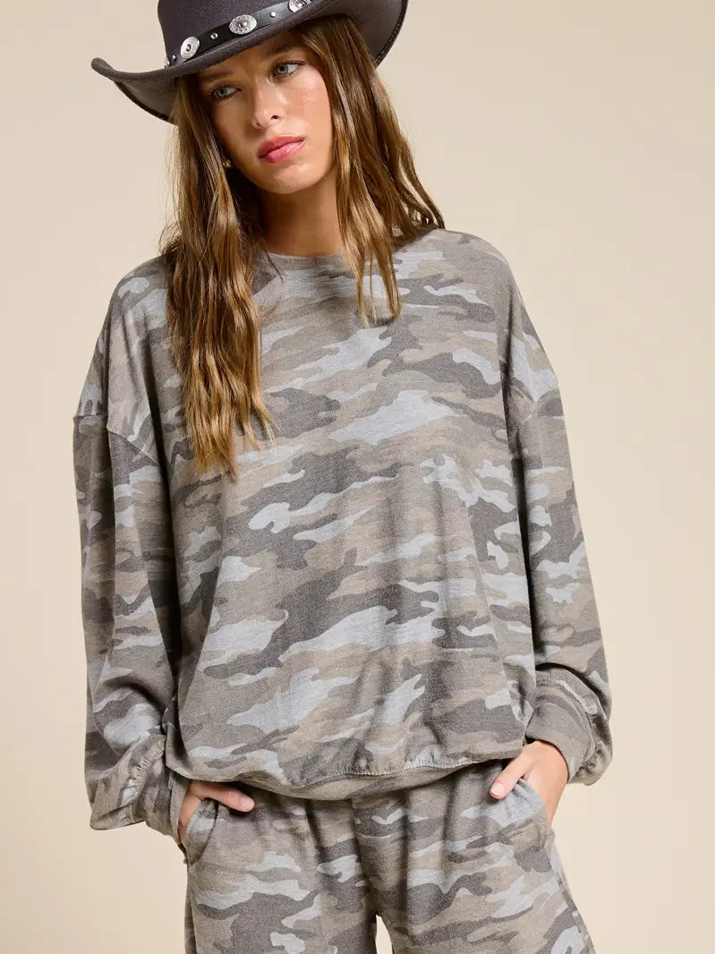 Relaxed French Terry Puff Sleeve Tee