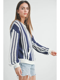 Ashton Drop Shoulder Sweater - Navy