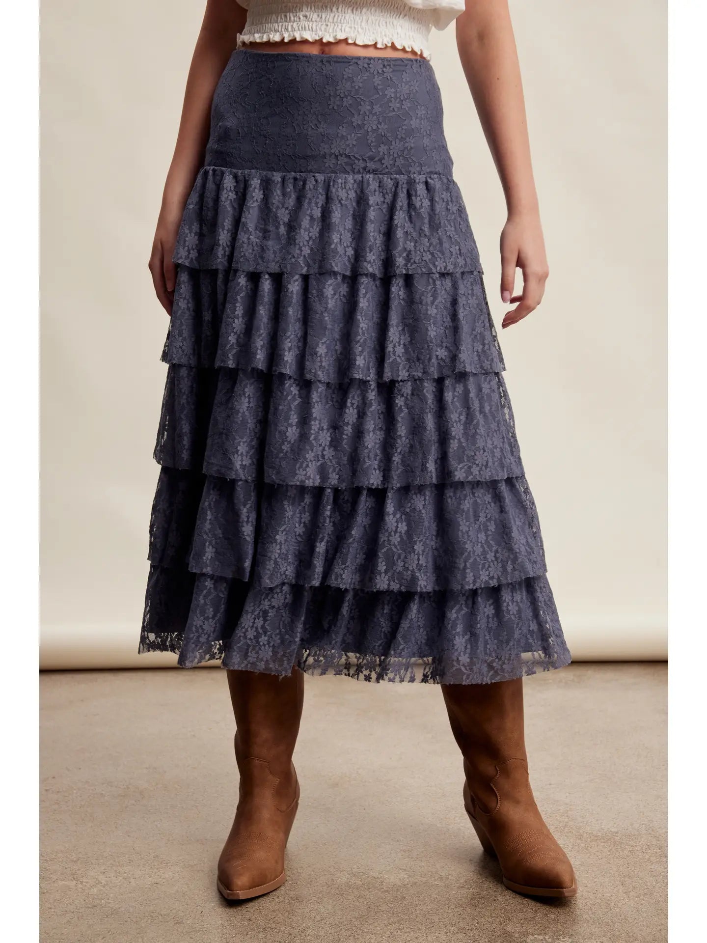 Lora Blue Lace Skirt
