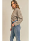 Cropped Tie Front Sweater
