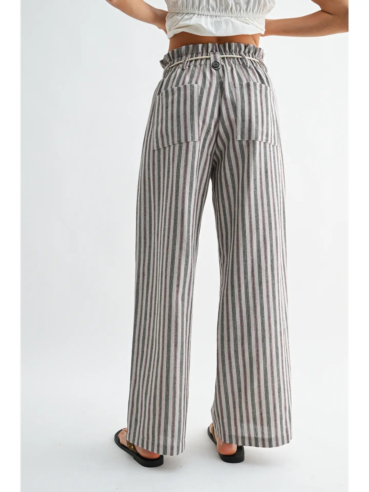 Striped Linen Blend Pants