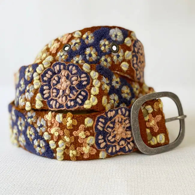 Blue Skies Floral Embroidered Belt