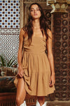 Strapless Mocha Tie Back Dress