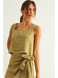 Square Neck Raw Hem top