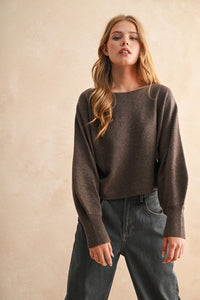 Boat Neck Chocolate Sweater