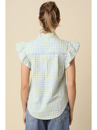 Gingham Pintuck Top