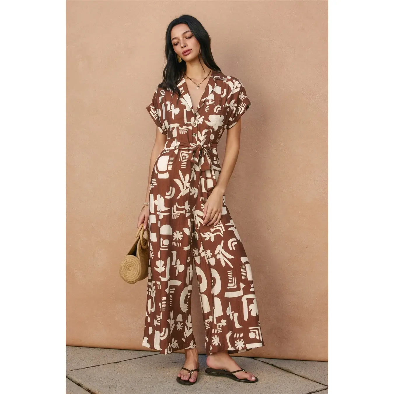 Sun and Clay Collared Jumpsuit