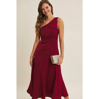 Holiday Glam one Shoulder Midi Dress