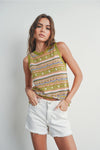 Geo Print Sweater Tank Top