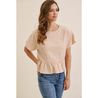 Babydoll Striped Top -Salmon
