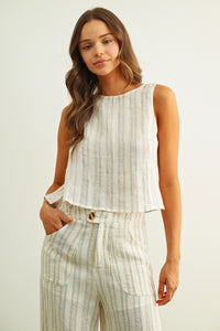Chasity Linen Tie Back Top