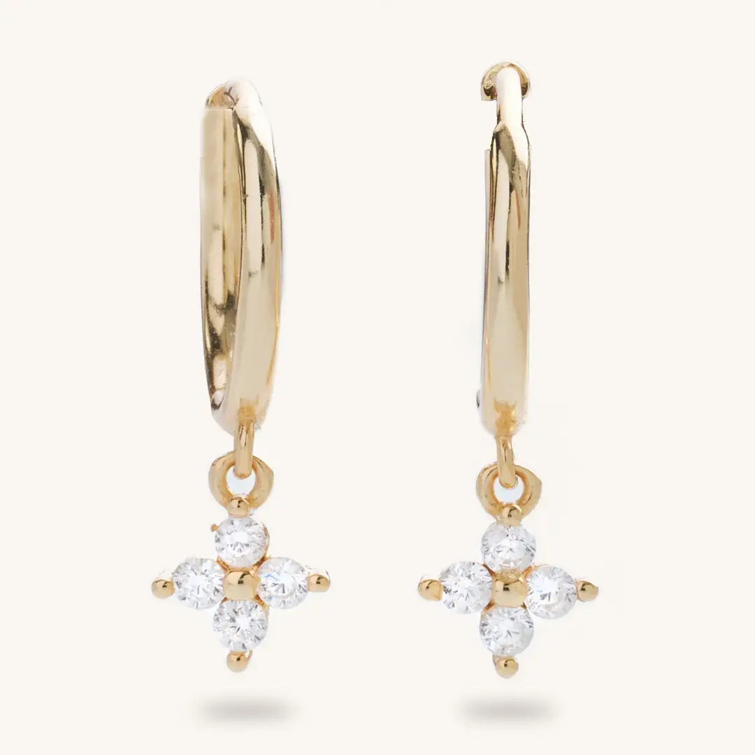 Charming Crystal Cross Huggie Earrings