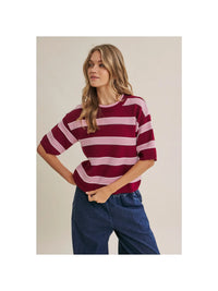 Windy PInk and Wine Striped Top - august