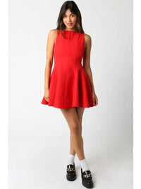 Evan Flare Dress, Red