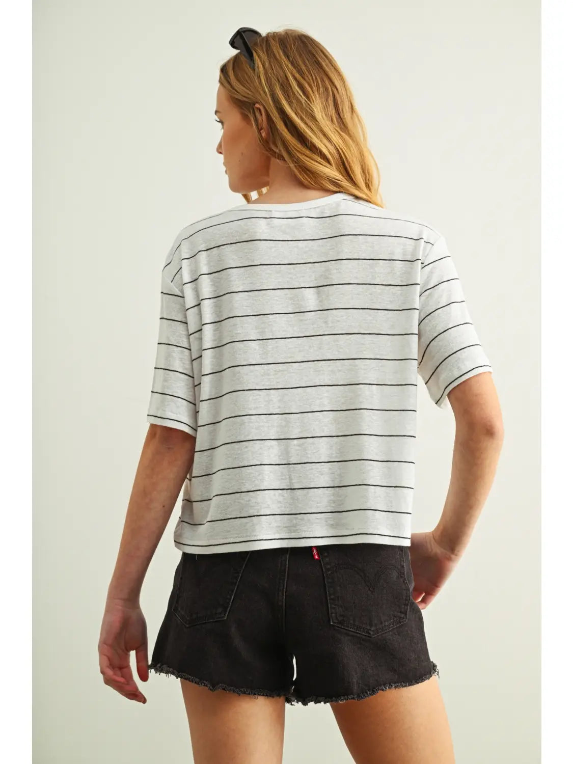 Blanca White Stripe Linen Top
