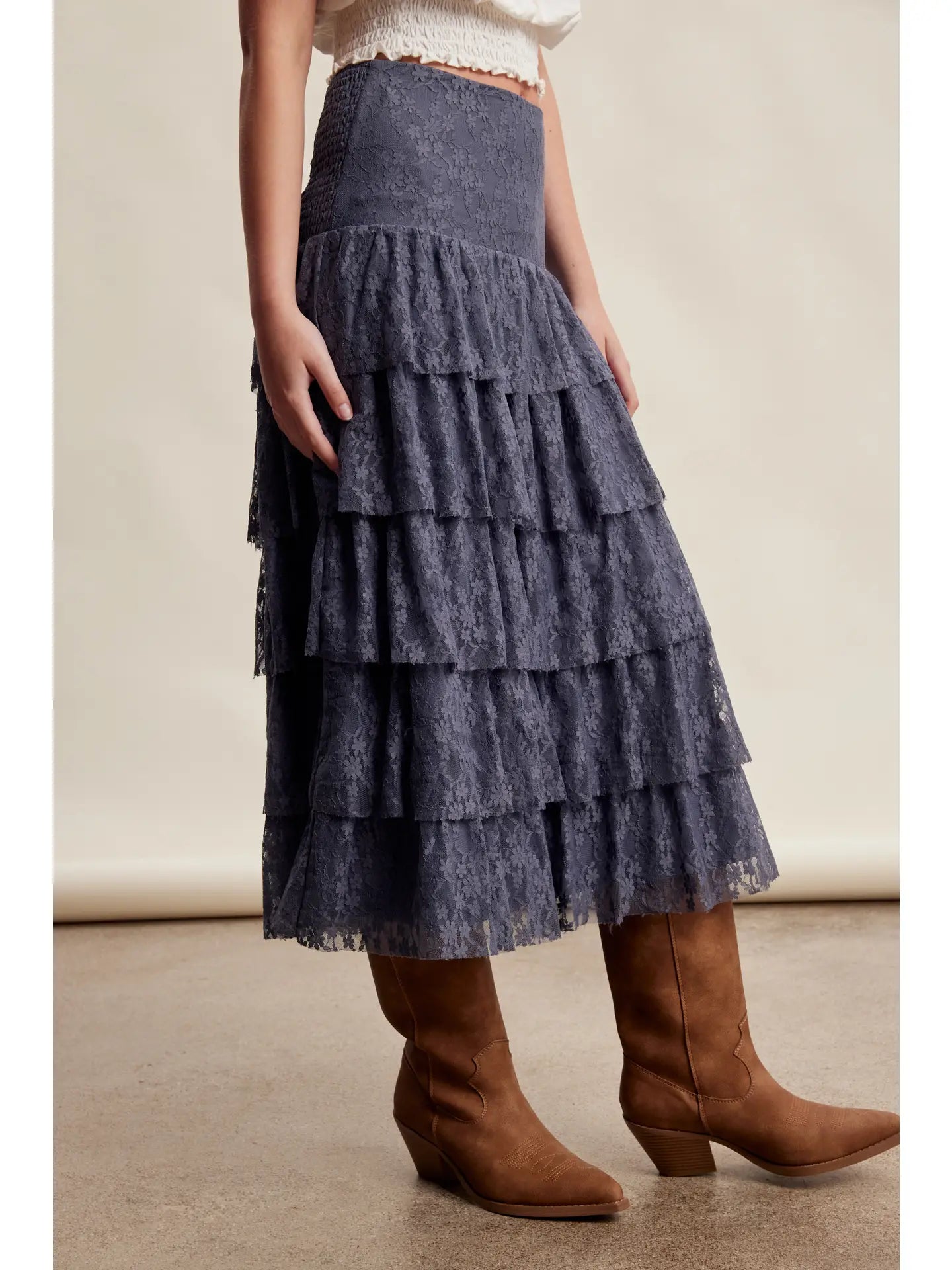 Lora Blue Lace Skirt