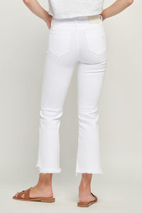 Hidden - White Fringe bottom Crop Jeans