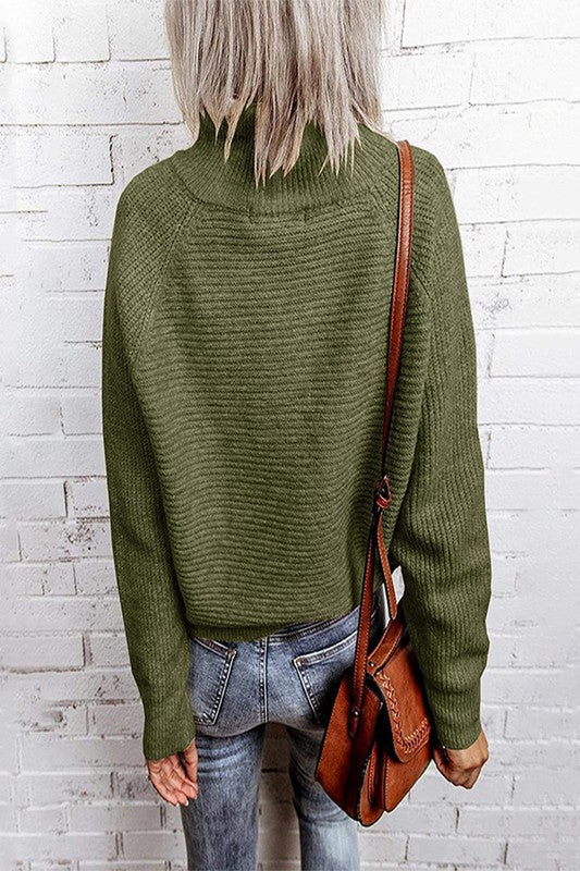 Olive Pullover Zipper Sweater