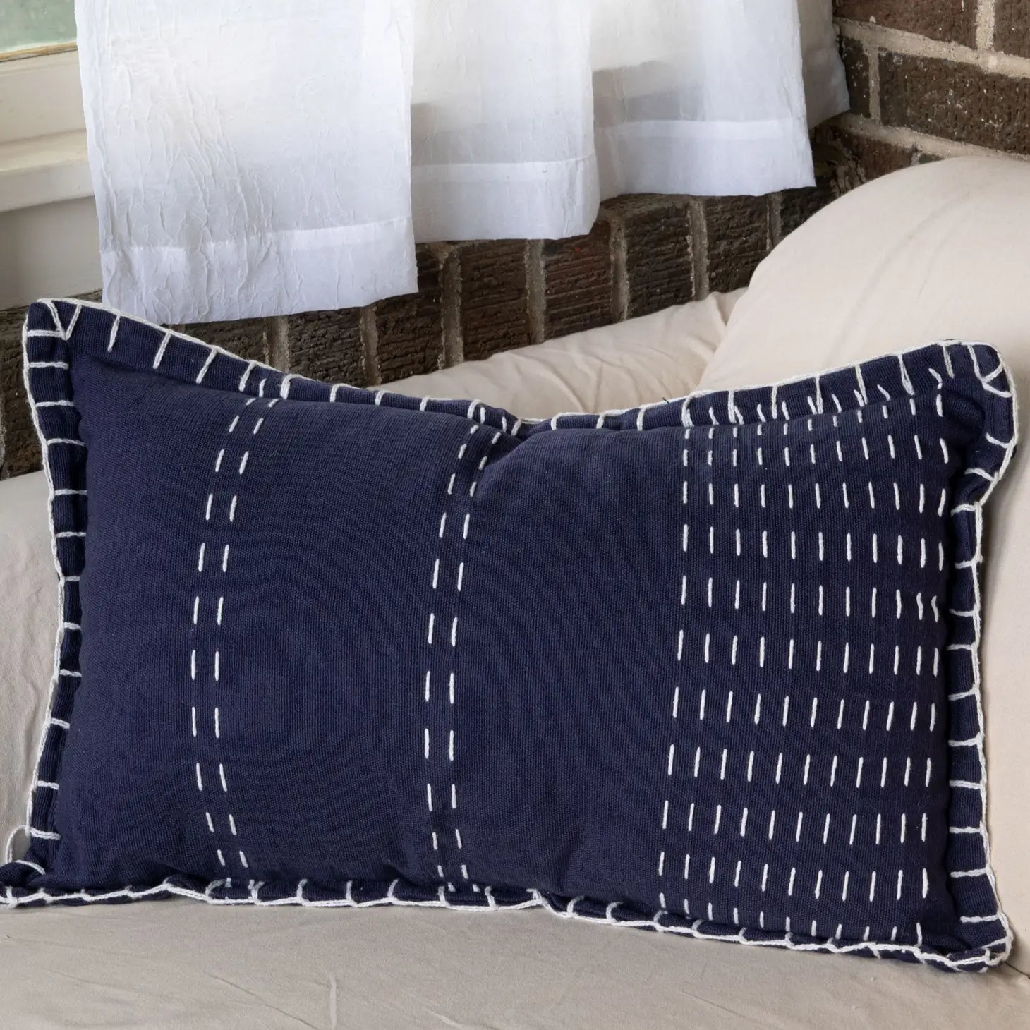 Navy Hand Woven Pillow
