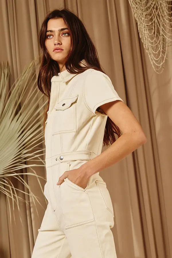 Utility Denim Jumpsuit Sage and Co