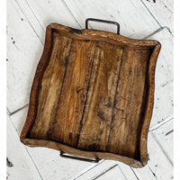 Square Wooden Tray with Handles