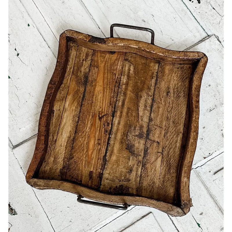 Square Wooden Tray with Handles