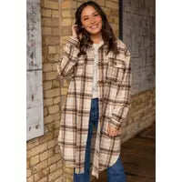 Tan Plaid Long Flannel