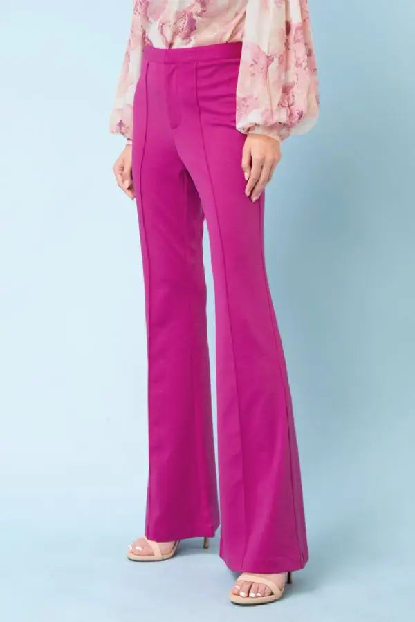 High Rise Flare Hot Pink Pants