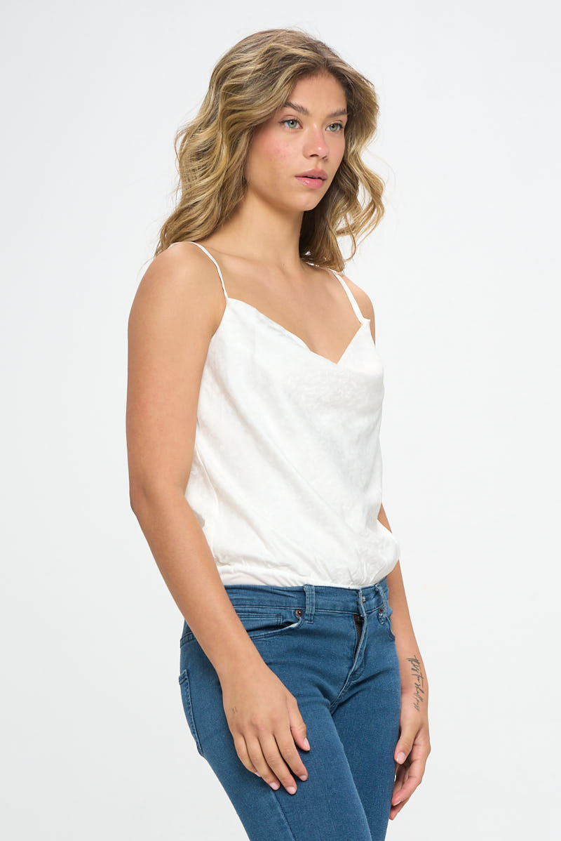 Cowl Neck White Bodysuit