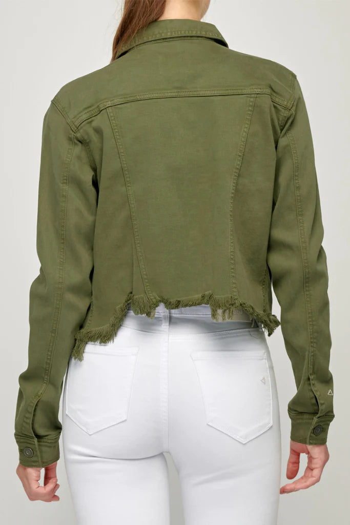 Olive cropped jacket sale